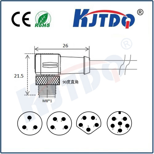 M8連接器 A型-澆鑄電纜系列 彎頭