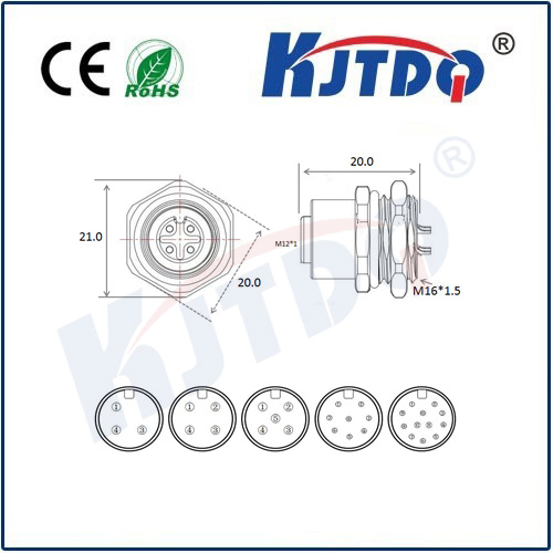 M12連接器 A型-法蘭插座系列 開孔M16*1.5mm